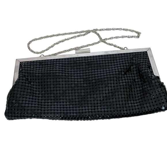 Style & Co by Macy's Black Mesh Evening Bag Silver Hardware & Chain Strap - Picture 1 of 9